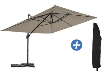 Habitat et Jardin Sombrilla De Jard&iacute;n De Aluminio Voladiza sky 4 - 3 X 4 M - Gris Topo - Con Funda Protectora