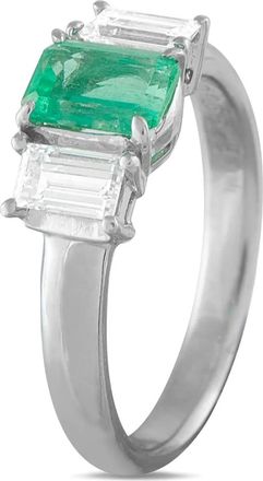 Luxury Bazaar platinum diamond emerald ring - Silver
