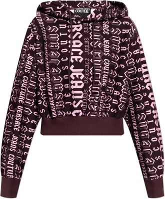 Versace Jeans Couture Sweatshirt met logo - Dames - Hoodies - Paars - S - Katoen - Hoodies & sweatvesten