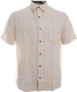 Tailor Vintage Mens Linen Short Sleeve Shirt In Stone
