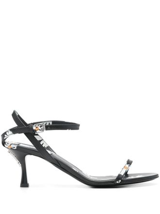 Moschino Floral Print Black Sandals