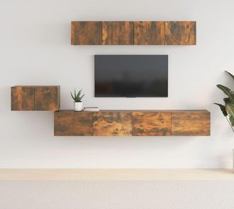 vidaXL Vidaxl - Set De Muebles De Tv 5 Pzas Madera Contrachapada Roble Ahumado