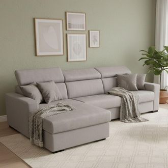 Dmora Dmora - Sofa Cama Daatou, Sof&aacute; De Esquina, 100% Made In Italy, Sof&aacute; Con Apertura Giratoria, Con Contenedor Izquierdo Pen&iacute;nsula, Con Reposabrazos Delga