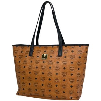 MCM Mcm Visetos Brown Leather Shoulder Bag Tote Bag (Pre-Owned)