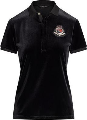 Ralph Lauren BEADED-CREST STRETCH VELVET POLO SHIRT