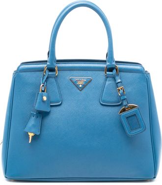 Prada Pre-owned Womens Saffiano Lux Parabole Tote - Blue Leather - One Size