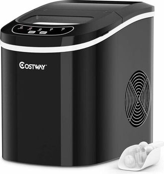 Costway Costway - Fabbricatore di Ghiaccio 12kg/24h, Macchine per Cubetti di Ghiaccio, Produttore per Ghiaccio con Serbatoio 2,2L (Argento)