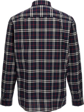 Burberry Check Print Cotton Shirt - Navy