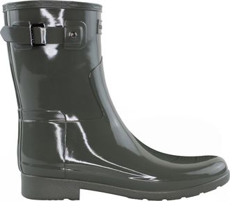Hunter Refined Short Gloss Womens Grey Wellington Boots Rubber - Size UK 3