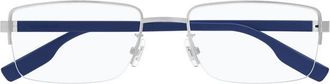 Montblanc MB0188O006 Rectangle Semi-Rim Metal Eyeglasses - Silver
