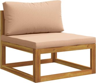 vidaXL Sof&aacute; Central Modular Con Cojines 100 % Poli&eacute;ster Acacia S&oacute;lido Vidaxl