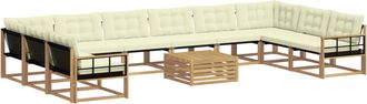 vidaXL Conjunto De Sof&aacute;s De Exterior 11 Uds. Blanco Y Crema Vidaxl