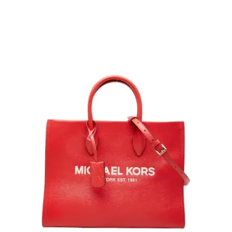 Michael Kors Red Color Leather Handbag Shoulder Bag Tote Bag (Pre-Owned)
