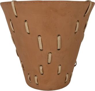 Foreside Home And Garden Diamond Weave Terracotta & Cane Planter in Orange at Nordstrom