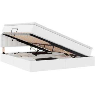 vidaXL Storage Bed with Mattress Pure White 160 x 200 cm Faux Leather vidaXL