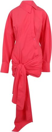 The Attico Mini-shirtjurk met knoop - Dames - Shirt Kleedjes - Roze - S - Kleedjes