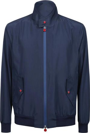 Kiton Nylonjas met zijzakken - Heren - Zomerjassen - Blauw - S - Nylon - Jassen