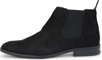 Infinity Leather Zwarte su&egrave;de Chelsea-laarzen voor heren, gevoerd met echt leer en instappers