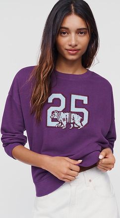 Maeve 100% Cotton Embroidered Varsity Sweatshirt