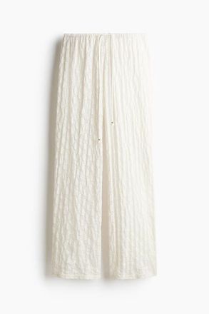 H&M Lace-look Drawstring Trousers in White at Nordstrom, Size Xx-Large