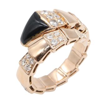 Bulgari Gold Black Clear Pink Gold (18K) Band Ring (Pre-Owned)
