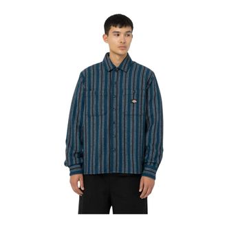 Dickies Donkere Gestreepte Western Overhemd - Heren - Casual Overhemden - Blauw - M - Overhemden