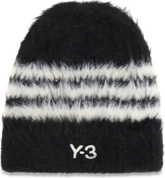 Yohji Yamamoto Black Striped Beanie Cap