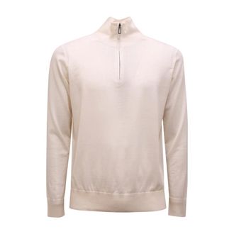 Paolo Pecora Turtlenecks, male, White, Size: L Maglione Mezza Zip Wool Sweater