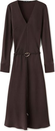 Mango Belted Long Sleeve Midi Dress in Brown at Nordstrom, Size 6