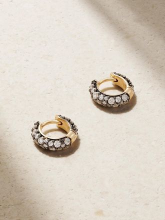 Lucy Delius Orecchini A Cerchio In Oro Riciclato 14 Carati Rodiato Con Diamanti Chubby