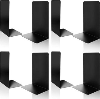 OEM Serre-livres - Metal Negro - 20,6 X 13,5 X 9,4 Cm - Antideslizante Con Goma - Para Escritorio Casa Escuela - Pack De 4 Pares