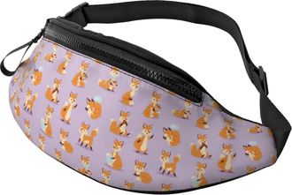 Generic Fox Print Mauve Bum Bag Waist Bag Unisex Bumbags For Jogging Men Running 14X35Cm