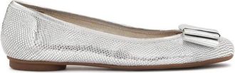Kazar Gestanste leren ballerinas in zilverkleur - Dames - Ballerinas - Grijs - 38 EU - Leer - Schoenen