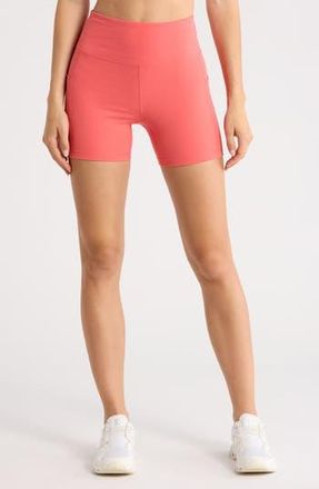 Zella Perform Pocket Bike Shorts in Coral Sharon at Nordstrom Rack, Size X-Small