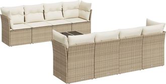 vidaXL Set De Sof&aacute;s De Jard&iacute;n 9 Pzas Con Cojines Rat&aacute;n Sint&eacute;tico Beige Vidaxl