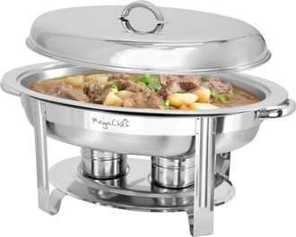 MegaChef 5.8 Quart Stainless Steel Oval Professional Chafing Dish/Food Warmer/Buffet Server Serving Dish