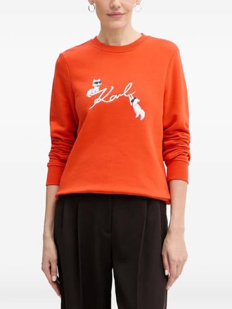 Karl Lagerfeld graphic-print crew-neck sweater - Orange