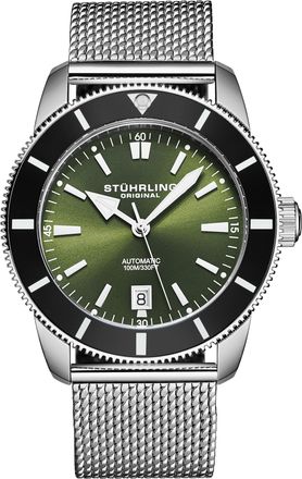 St&uuml;hrling Mens Marinier 4079 Aquadiver 42mm - Green Stainless Steel - One Size