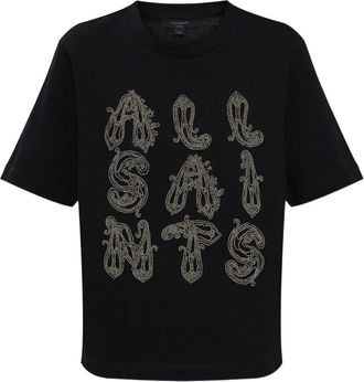 AllSaints Ella Lisa T-shirt met kralen - Zwart