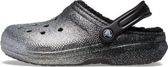 Crocs Classic Glitter Lined Clogs Black Silver 205842-067