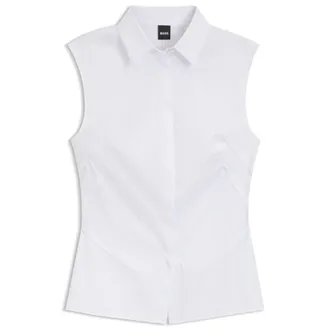 BOSS Sleeveless slim-fit blouse in a cotton blend