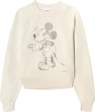 Re/Done Klassieke Mickey Mouse Sweater - Dames - Sweatshirts - Beige - S - Katoen - Hoodies & sweatvesten