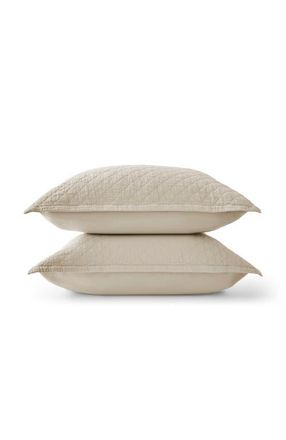 Christy Porto Luxury Diamond Quilted Sham Pair in Biscuit at Nordstrom