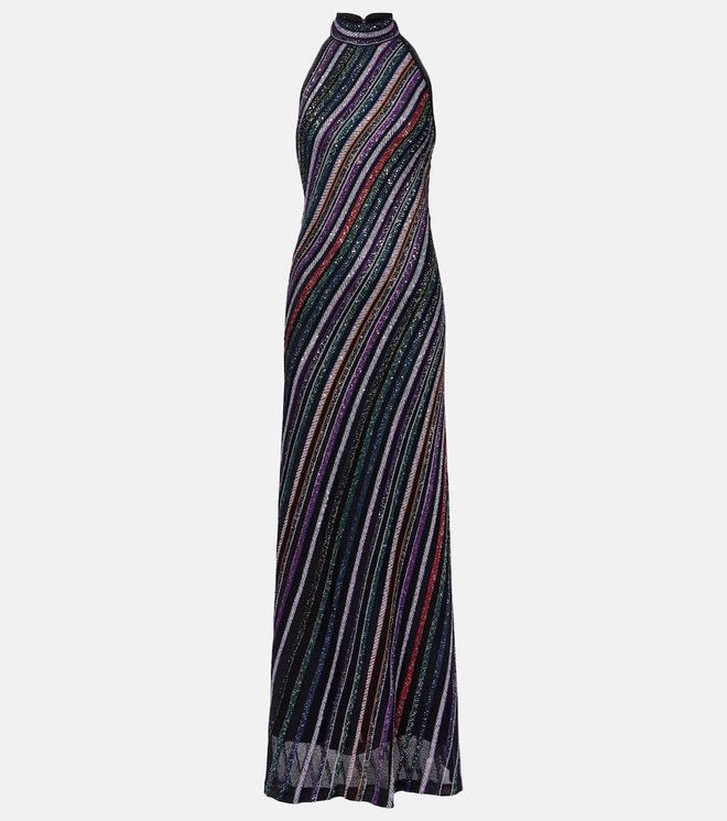 Sequined striped gown
