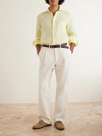 Fedeli Phil Cutaway-Collar Linen Shirt
