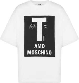 Moschino T-shirt in cotone jersey stampato - - Tops - Donna - Bianco - XS