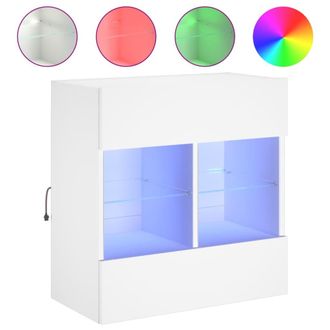 vidaXL Vidaxl - Mueble De Tv De Pared Con Luces Led Blanco 58,5x30x60,5 Cm