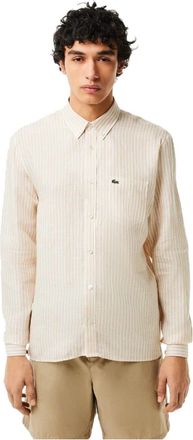 Lacoste Mens Regular Fit Long Sleeve Shirt in White/Croissant - Size X-Small