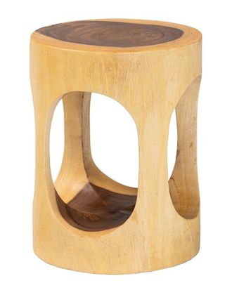 Baxton Studio Kaseko Hand-Carved Suar Wood Side Table