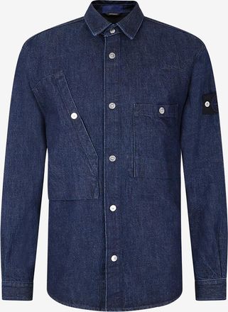 Stone Island Gerades &Uuml;berhemd 1100008 Indigo Denim-Rinsed